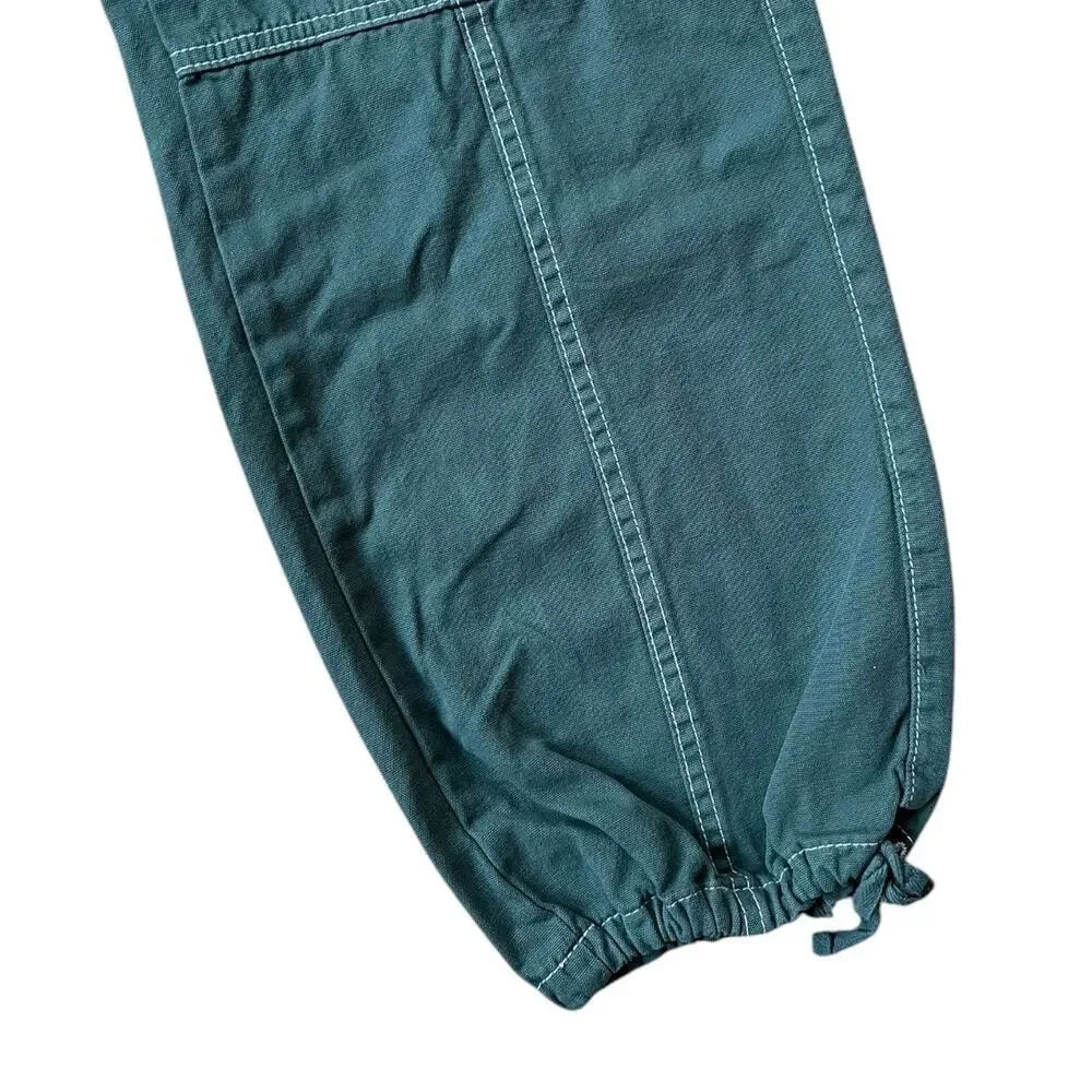 PacSun Green Low Rise Wide Leg Cargo Pants Drawstring Ankle Cotton Women's 23
